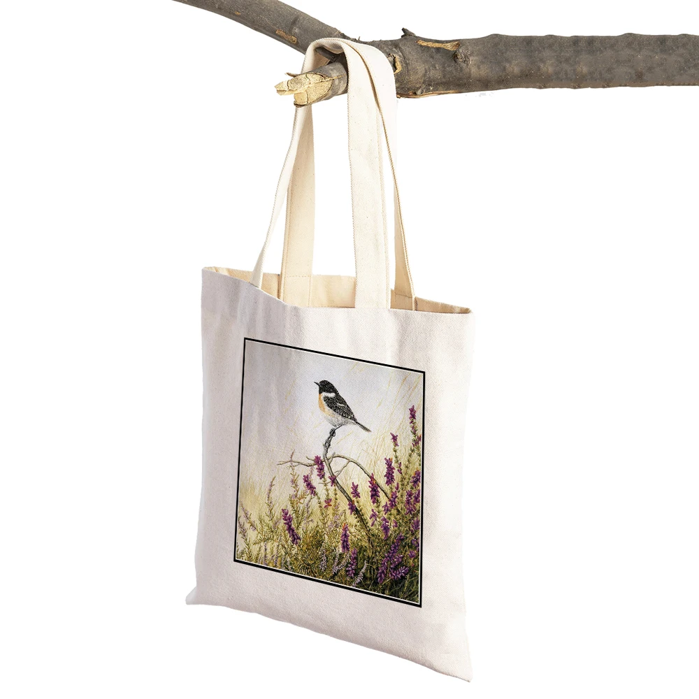 

Watercolor Fox Bird Squirrel Women Shopping Bags Handbag Eco Canvas European Sexy Lady Tote Casual Supermarket Shopper Bag
