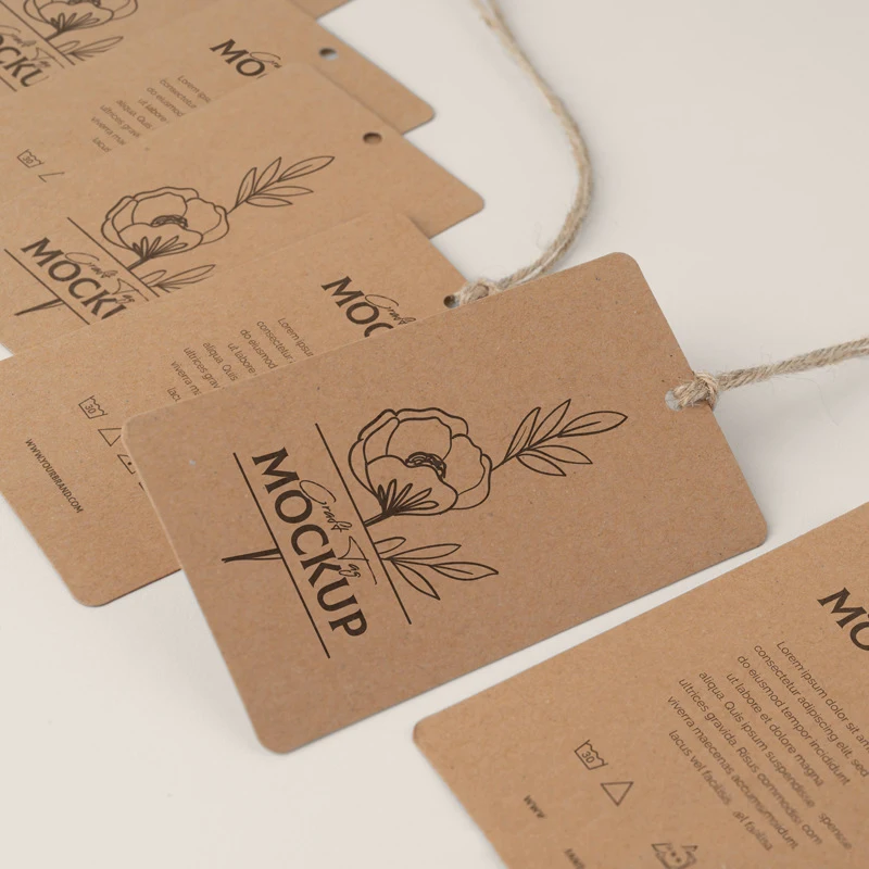 Eco-Friendly Recycled Cardboard Label 350/600GSM Printed/Embossed Kraft Paper Hang Tags for Clothing Bag Shoes