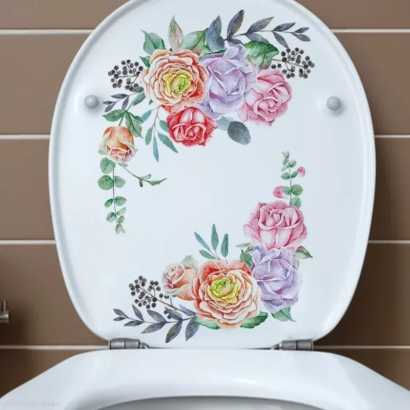 Green Plant Leaves Wall Sticker Bathroom Toilet Sticker WC Self Adhesive Mural Beautify Flower Home Decoration Decals Bathroom vinyl stickers toilet stickers toilet wall stickers