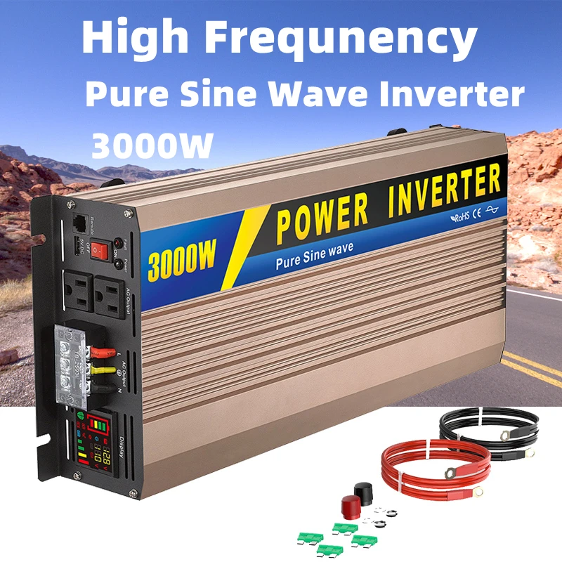 Inverter A Onda Sinusoidale Pura 12V 24V 48V A Ac 110V 220V 1000W/1500W/2000W/2500W/3000W Convertitore Di Potenza Trasformatore Inverter Solare