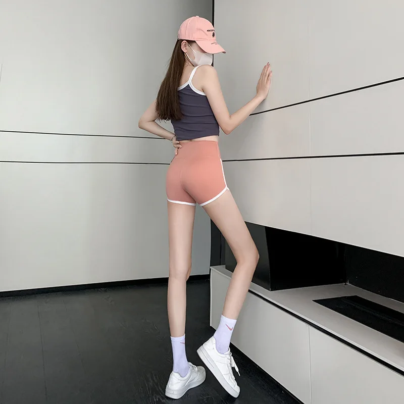 Thin Ice Silk Panelled Contrast Shorts for Women, Running Sweatpants, Hip Lifting, Slimming Beach Pants, Yoga Leggings, Summer 5
