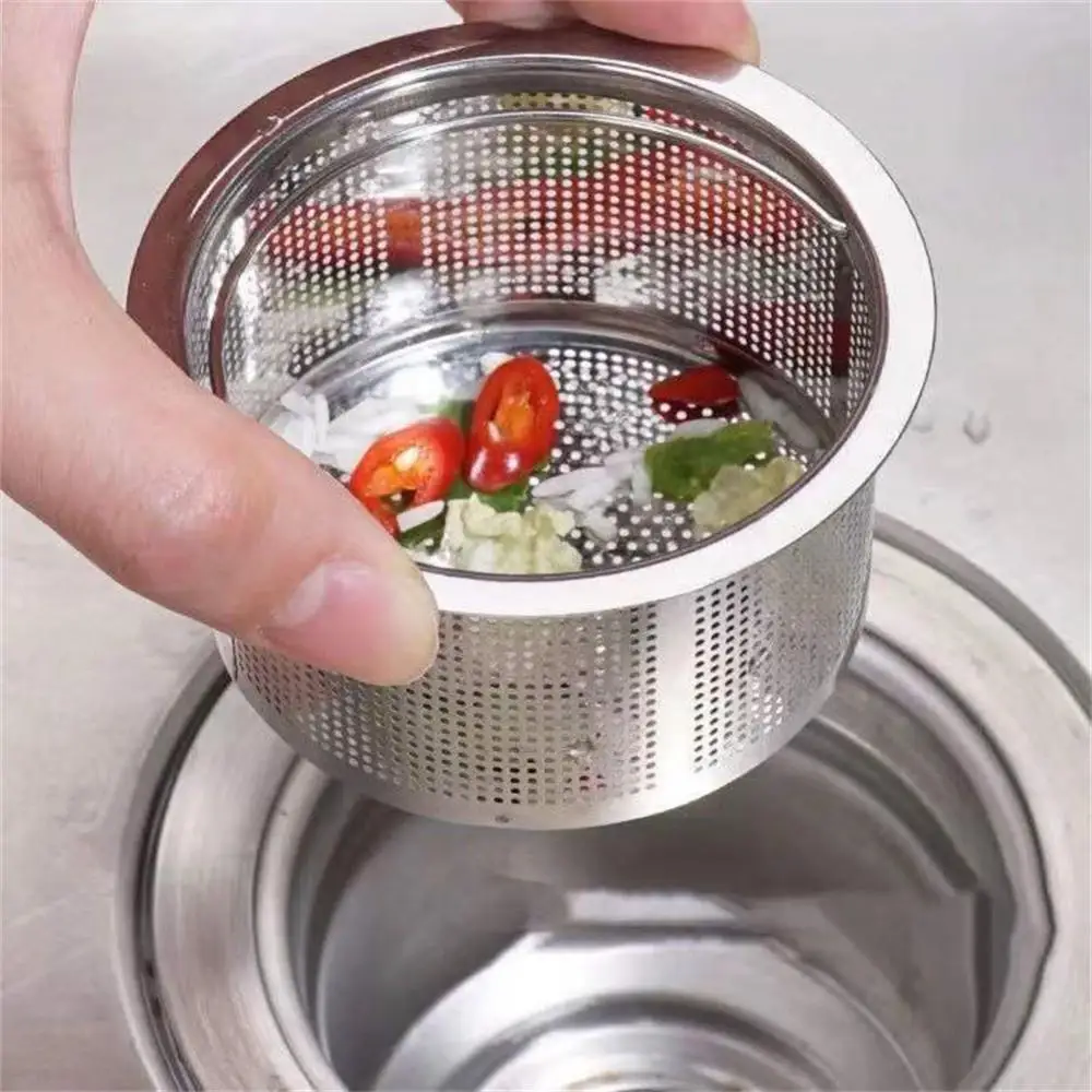 304 Stainless Steel Drain Strainer Anti-clogging Draine Accessories Kitchen Sink Filter Sink Accessories Basket Dense Hole