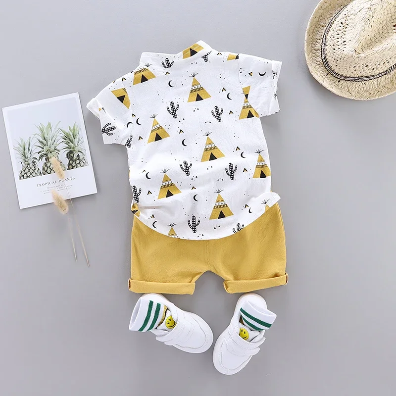 Baby Clothes Set Summer Short-sleeved Pyramid Shirt Infan Toddler Boy Girls