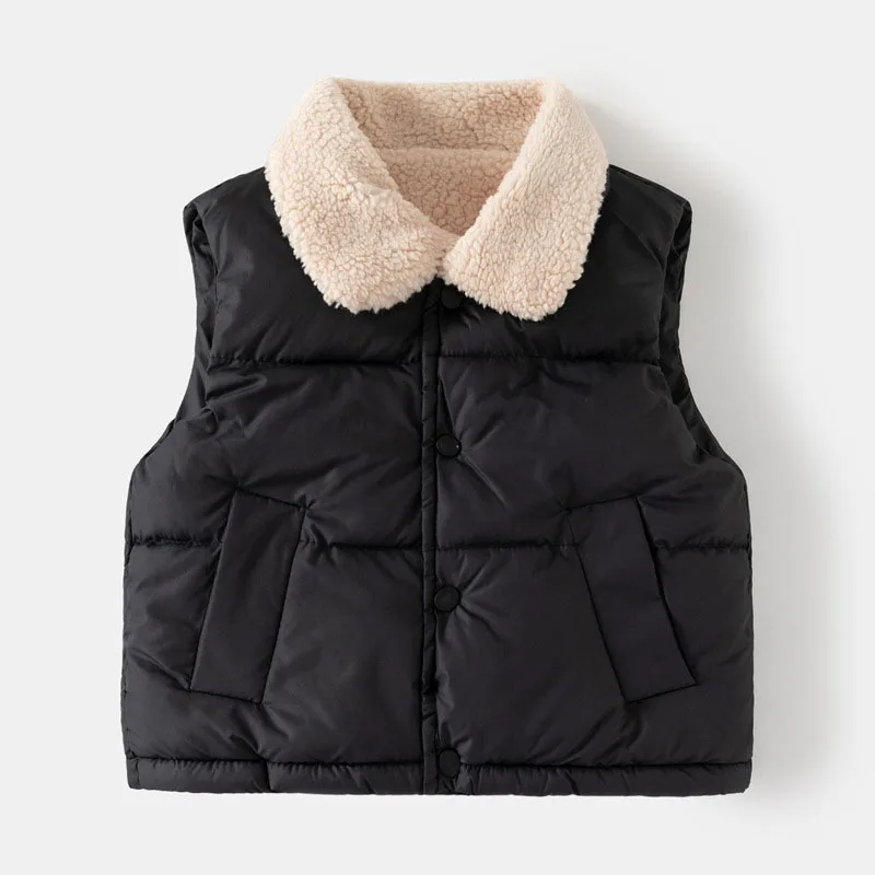 

2023 Autumn Winter Kids Clothes Sleeveless Jacket Thick Fleece Warm Waistcoat Coat Unisex Girls Boys Vest Children's Outerwear