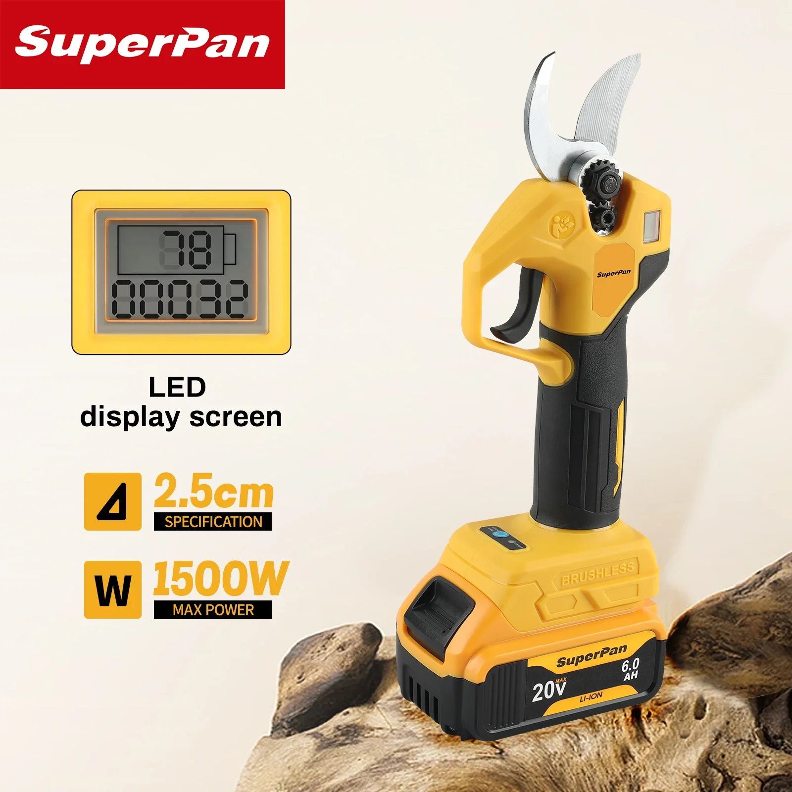 슈퍼팬 파워툴 전정기 텔레스코픽 배터리 전정기 롱리치 고속 정원 트리머 도구 (디월트 18V 배터리 핀용)