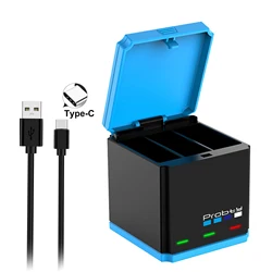 High-Capacity 1850mAh Battery with LED 3-Slot Type-C Charger (1 SET Charger)