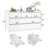 7 Drawer Dresser for Bedroom, 55 Inch Modern Dresser with High Gloss Drawers, Large Wood Chest of Drawer, White/Black 6