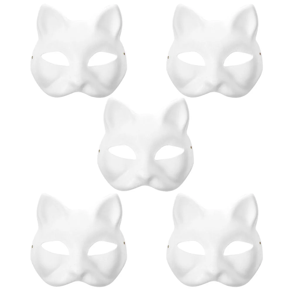 

5 Pcs Cat Face Mask Party Masks Prom Masquerade Paper Supplies DIY Men and Women