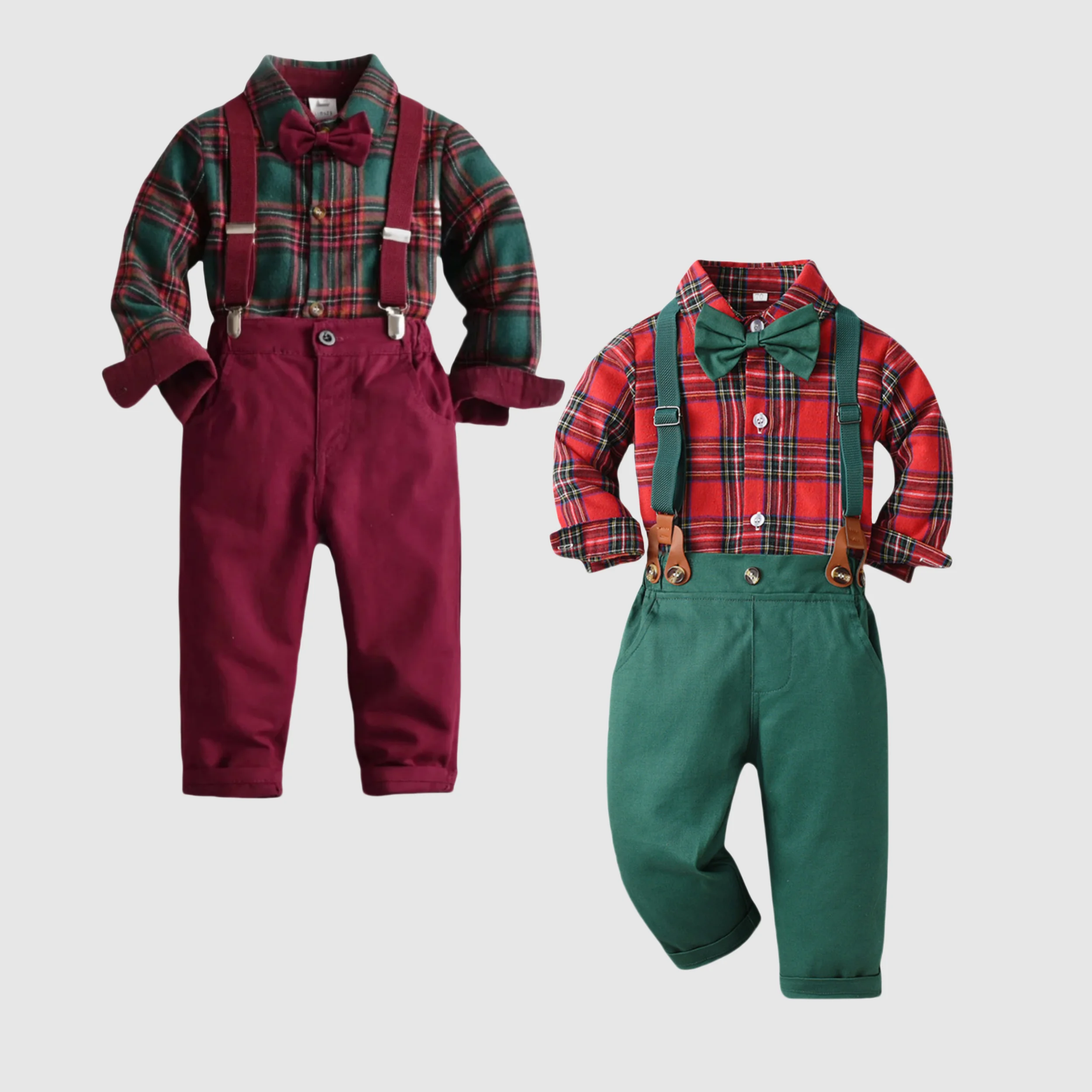 1-9 Jahre Junge Weihnachtskostüm Kinder Kind Outfit Geburtstag Baby Jungen Kleidung Grün & Rot Kariert Kleinkind Langarm Festival