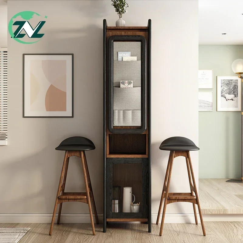Pub Style Table Wine Storage Wooden Bar Counter Foldable Bar Table Cabinet