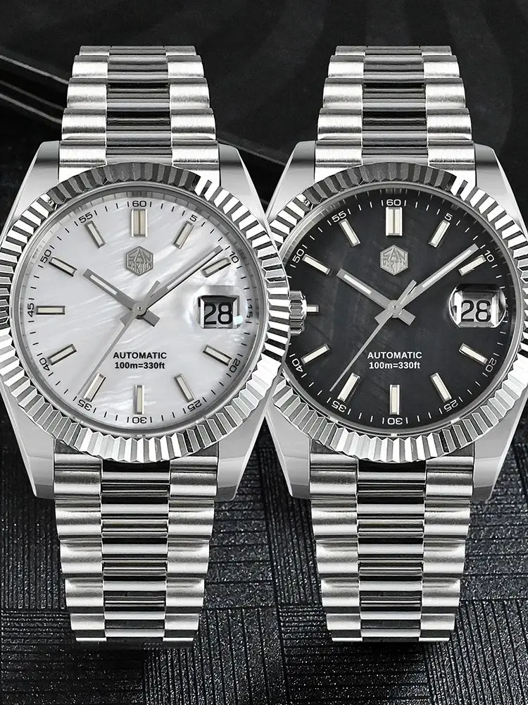 San Martin Retro DATE JUST V2 40mm Men Watch Luxury Automatic Mechanical Watches Sapphire Cyclops 10Bar Luminous BGW-9 SN0059-2 2