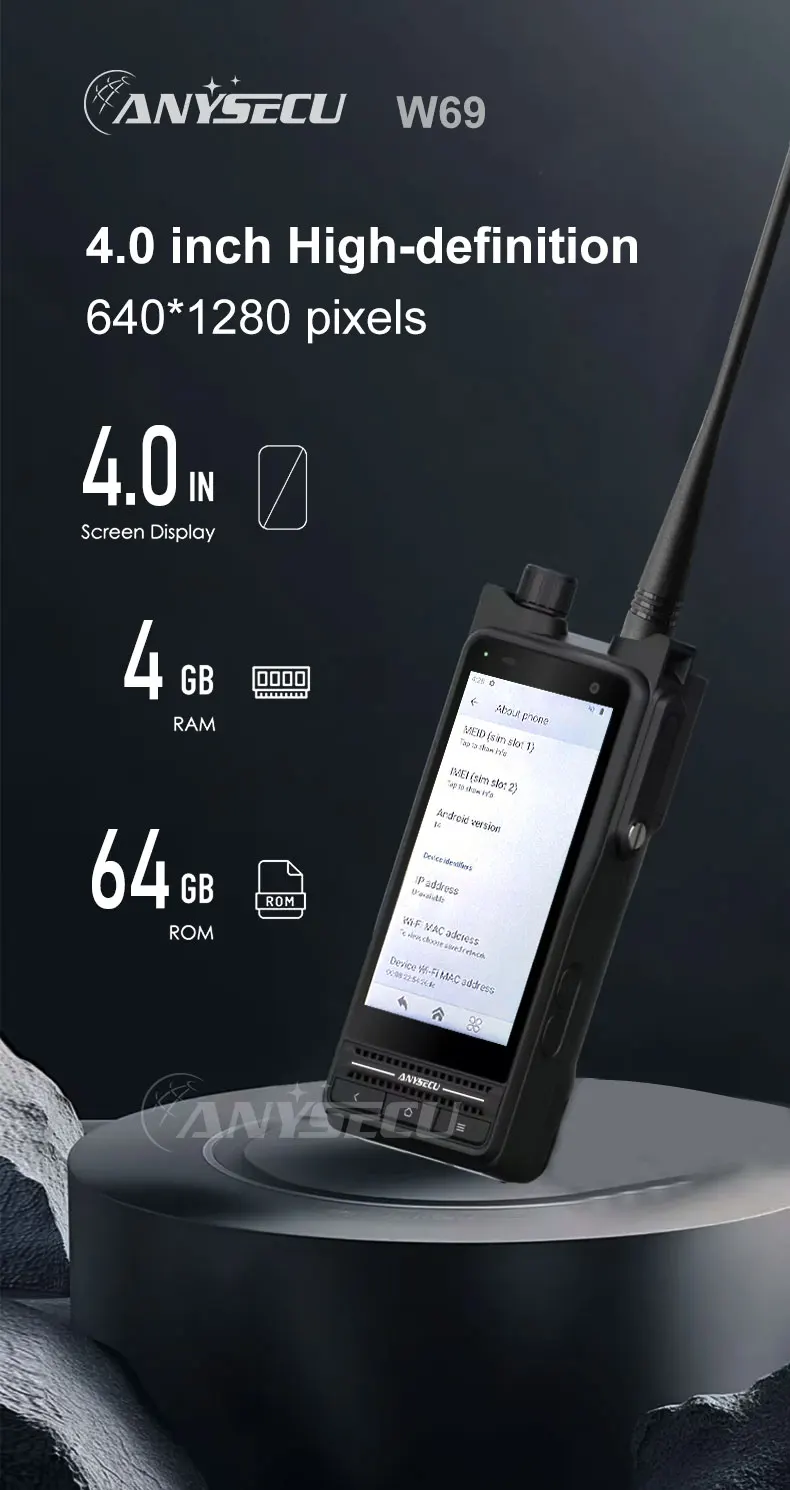 W69 Andriod 14 4G Network Radio With NFC WIFI GPS Work with ZELLO Real-ptt IP68