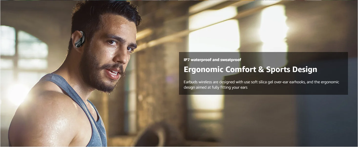 Wireless Earbuds, Bluetooth 5.3 Earbuds Stereo Bass, in-Ear Noise Cancelling Mic, Earphones IP7 Waterproof Sports, 50H Playback.