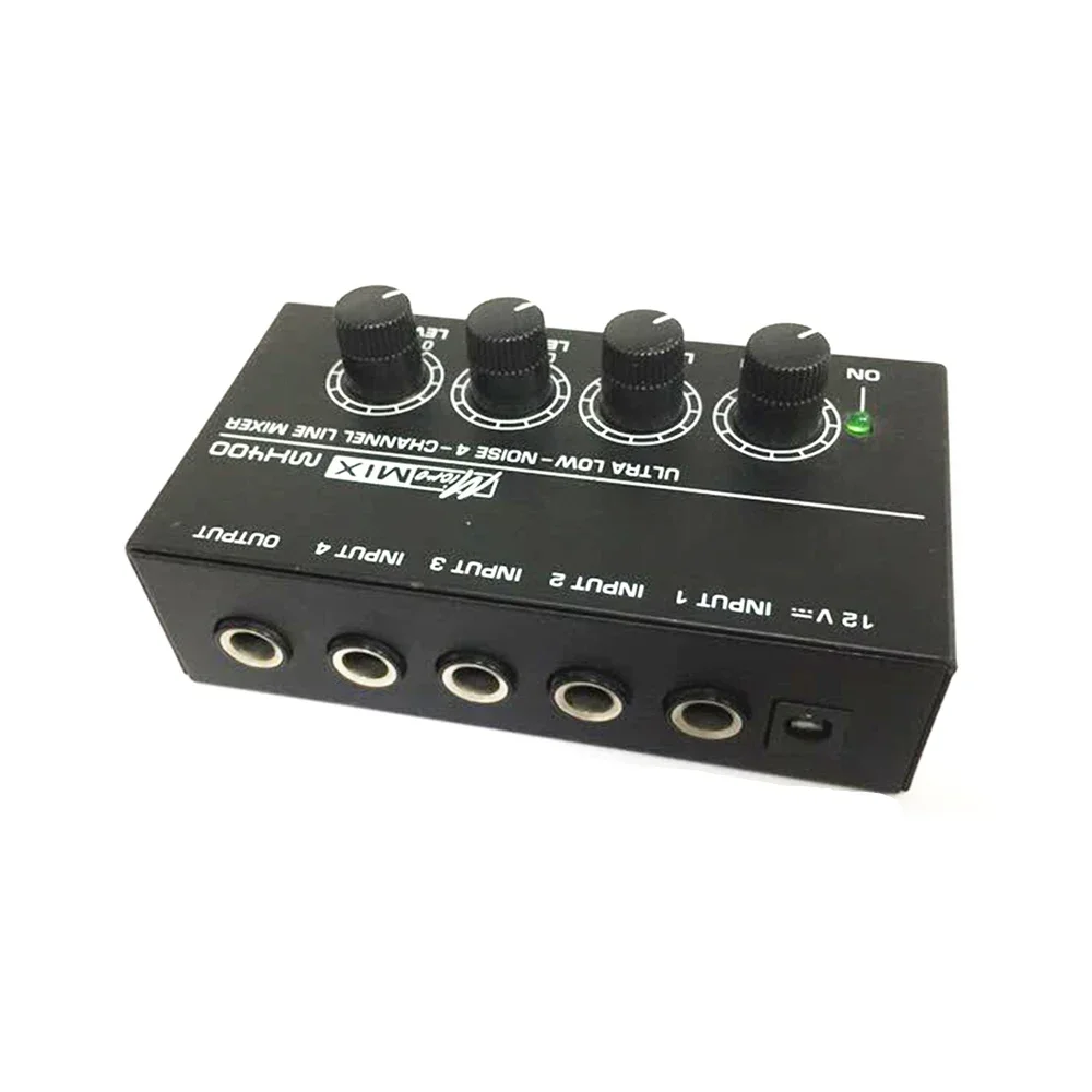 Ultra-compact Low Noise 4 Channels Sound Mixer with Power Adapter High Quality Line Mono Audio Mixer MX400