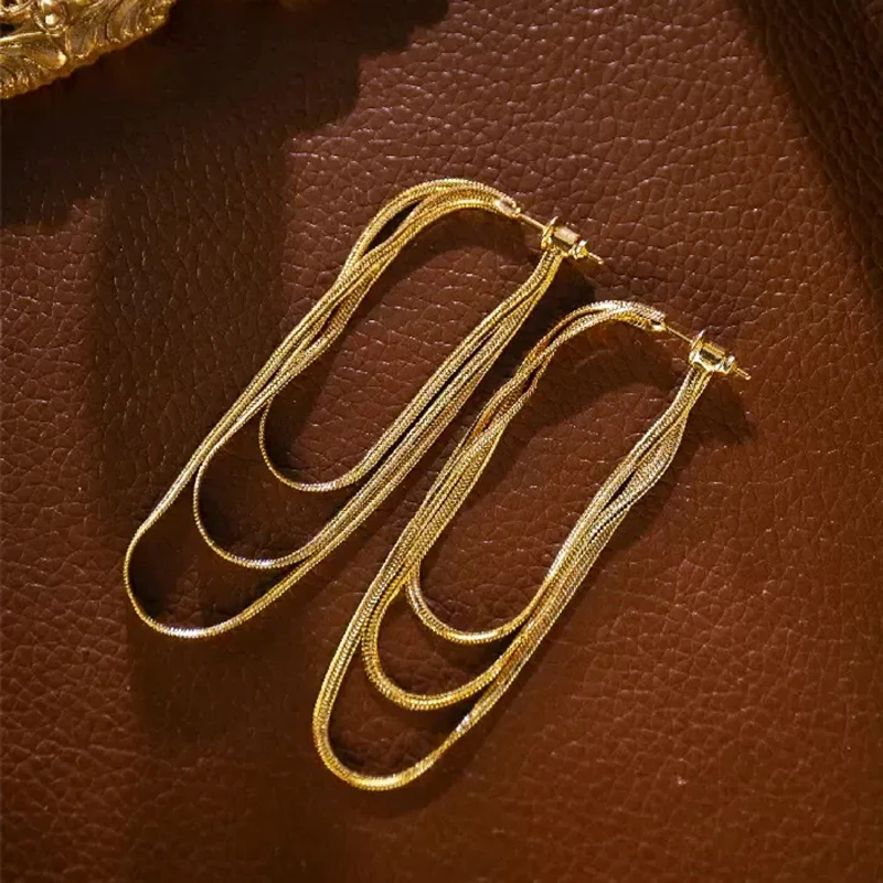 

Модные блестящие золотые и серебряные длинные висячие серьги с кисточками для женщин, геометрические металлические серьги-цепочки, женские серьги, ювелирные изделия в подарок