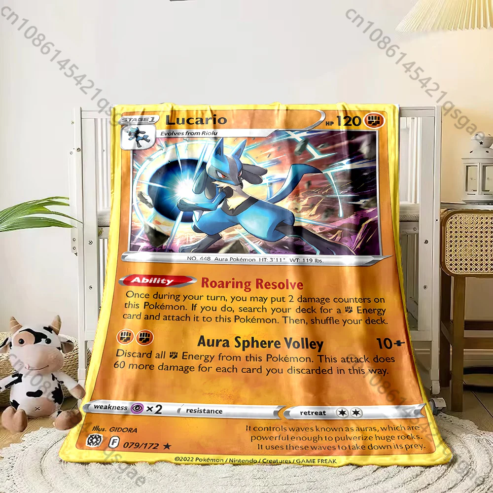 Game Pokémon Cards Lucario Printed Blanket Childr Adult Blanket Soft  Warm Bedding for Bed Sofa Outdoor Travel Cover Blankets 5