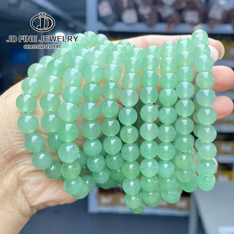 Jd Natural Green Aventurine Beaded Bracciali Donna Round Jade Stone Yoga Mala Beads Healing Jewelry Meditation Wristband Gift