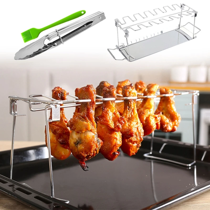 Roast Chicken Wing Leg Rack Stainless Steel Bbq Grill Outdoor Party