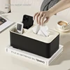 Decorative tissue box，high appearance level light luxury leather tissue box ，Multifunctional tissue box 4