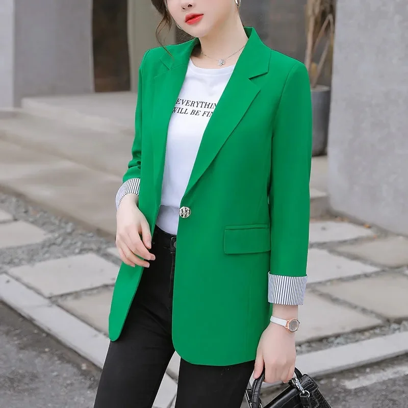 

Блейзеры женские модные в стиле пэчворк корейский шикарный весенний свободный женский элегантный пиджак с карманами минималистичный офисный костюм на одной пуговице верхняя одежда