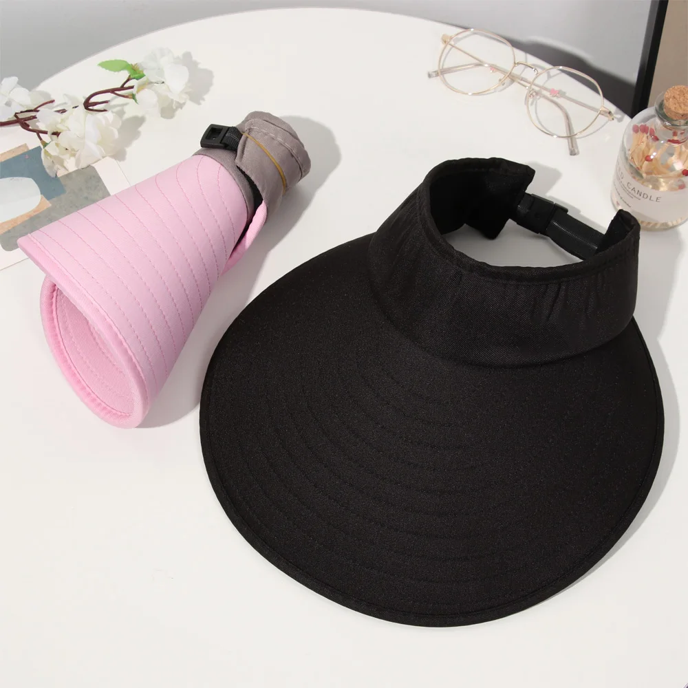 Summer Wide Brim Sun Visor Hat Adjustable UV Protection Golf Hat Portable Lightweight Sports Cap Casual Beach Cap for Women Men
