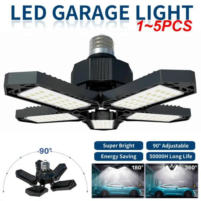 

1~5PCS Led Garage Light E27/E26 5000LM Adjustable Deformable Bulb Lamp Ceiling Light For Warehouse Workshop Lamp Industrial