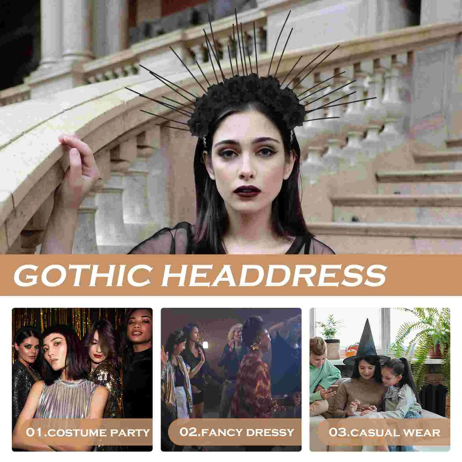 Zipper Headband Cosplay Women Lolita Hair Decor Goth Chic Decorative Hairband Metal Girls Women's 2