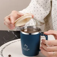 350ml Thermal Coffee Cup Double Wall Stainless Steel Heat Insulated Coffee Milk Mug with Handle and Lid Travel Drinking Tumbler 3