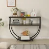 48'' 2-Tier Console Table Modern Sofa Table with Storage Shelves Arc-Shaped Table for Entryway Living Room Dining Room and Porch 1
