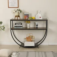 48'' 2-Tier Console Table Modern Sofa Table with Storage Shelves Arc-Shaped Table for Entryway Living Room Dining Room and Porch 1
