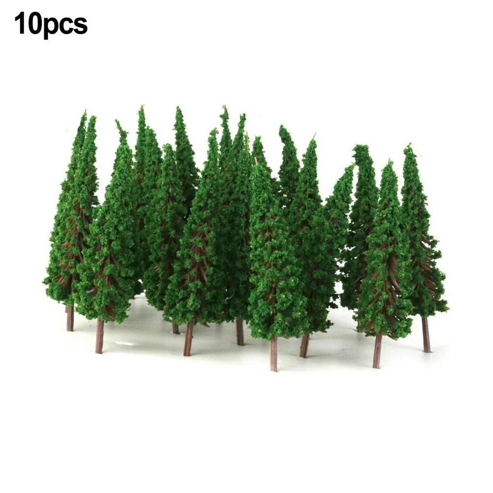 10Pcs Pine Trees 1:25 Model Train Railway Building Model Tree 3 Different Greens For OO Scale Railroad Layout Diorama Wargame 3