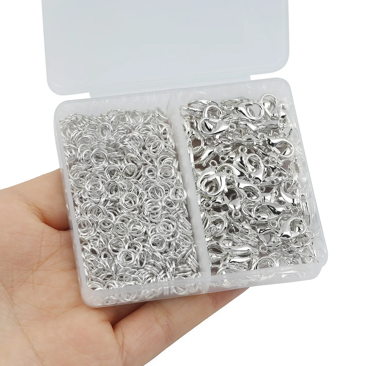 150pcs/box Silver Lobster Clasps And Open Rings Bracelets Necklaces Connector DIY Jewelry Making Accessories Supplies Kit