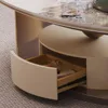 55" Modern Oval Coffee Table with Abstract Metal Base, Sintered Stone Top,Drawer for Living Room-Gary, Coffee table 4