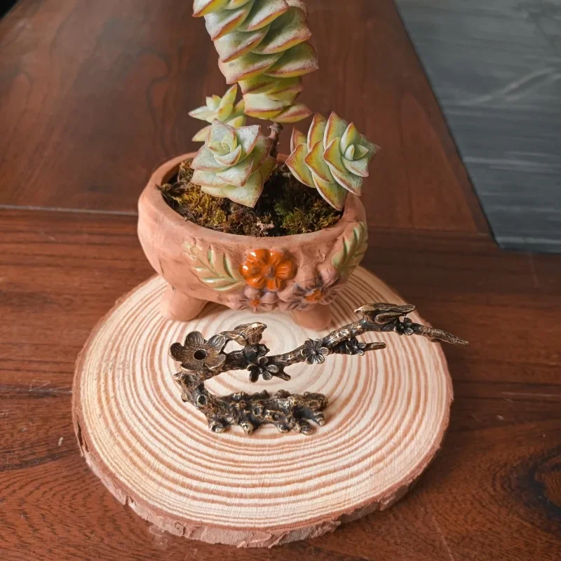 New Antique Copper Magpie Ornaments Creative Stump Censer Home Accessories Home Decor Crafts Suitable Desks Living Room Supplies