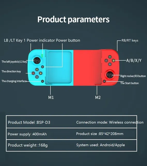 Gamepad telescópico para Apple IOS Android PUBG Switch PS4 Stretch Wireless BT 5,0 Phone Comer Pollo Juego Joystick - Image 5