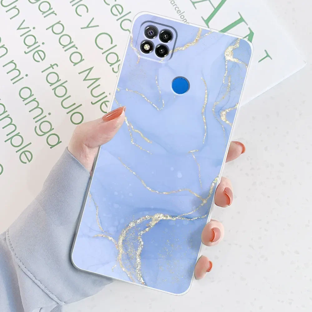 Sleek Marble Transparent Silicone Soft TPU Case - Stylish Protective Bumper Back Cover for Xiaomi Redmi 9C/9C NFC
