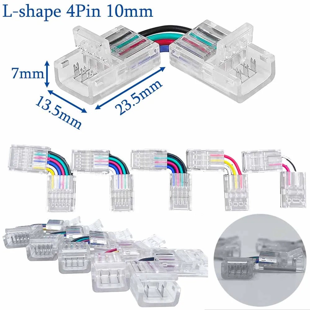 44 Connettori Per Strisce LED A 4 Poli, Larghezza 10mm, Senza Saldatura, Per LED RGB 5050, Collegamento Striscia-striscia - 2