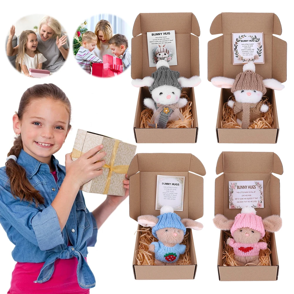 Mini Bunny Hug Cute Easter Gift Emotional Support Rabbit Soft Easter Bunny Stuffed Animal Easter Bunny Plush Toy Gift for Kids