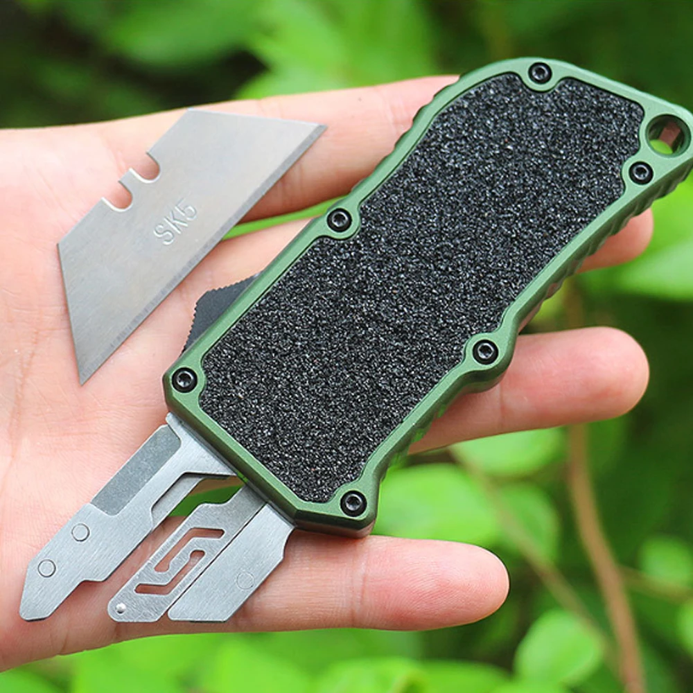 

Outdoor Survival Utility EDC Knife Aeronautical Aluminium Handle SK5 Blade Cutter Portable Multi Functional Tools 5 Blades Free