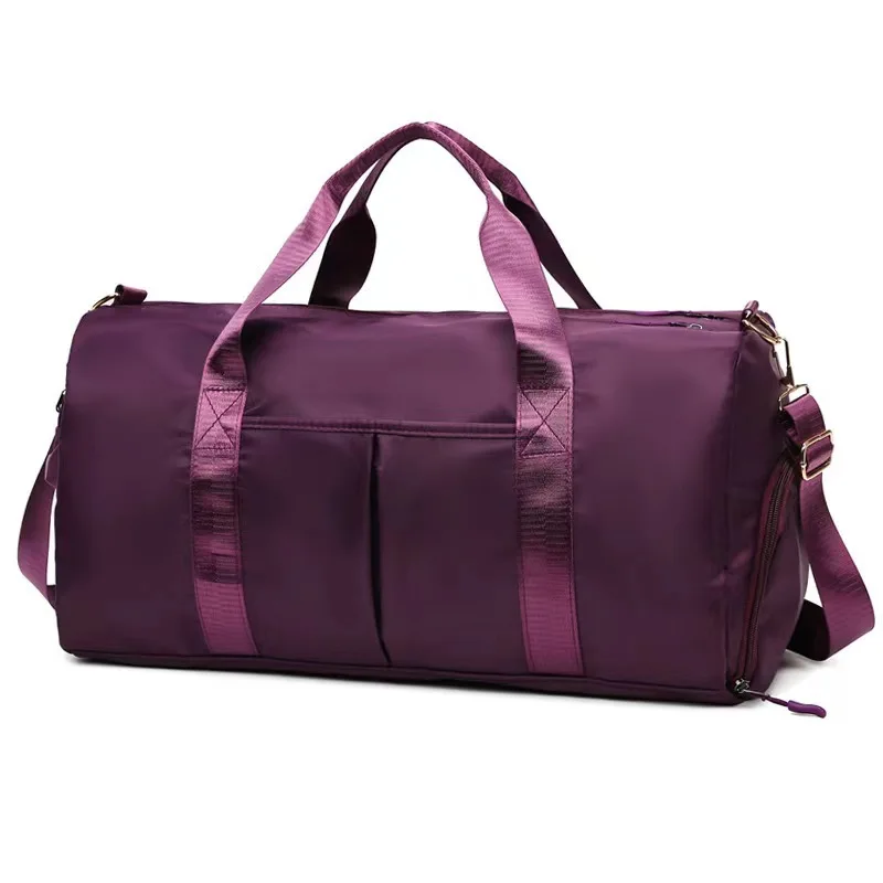 New trend waterproof travel bag for women with large capacity dry wet separation fitness bag that can be fitted with a pull rod