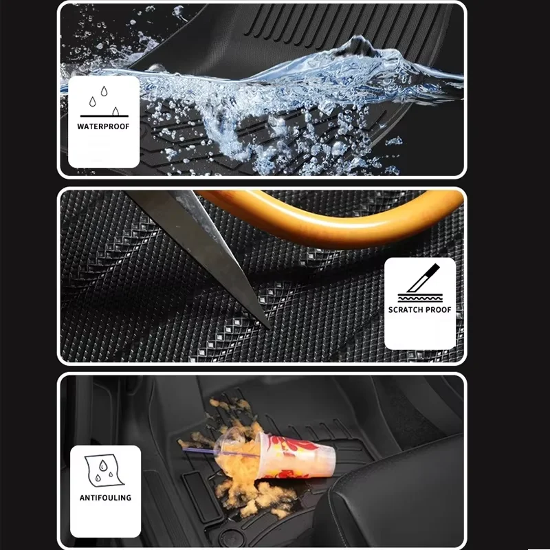 Volvo EX30 2024 2025 왼쪽 및 오른쪽 핸드 드라이브 TPE 바닥 매트 트렁크 매트, 전천후 방수 카고 라이너 등받이 보호대