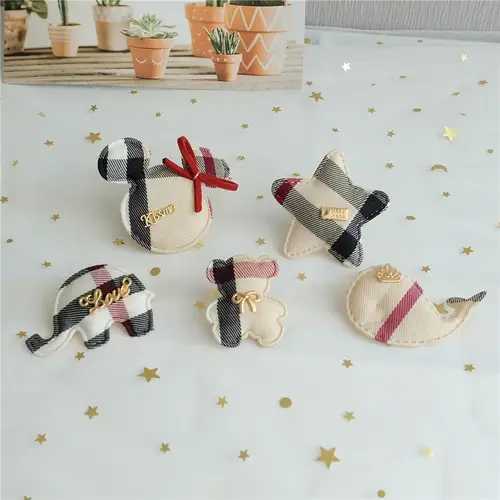 10PCS Classic Plaid Cartoon Animal Applique Star Cloth Padded Patches For Craft/Clothes/Children Hairpin/Wedding DIY Decoration - Image 2
