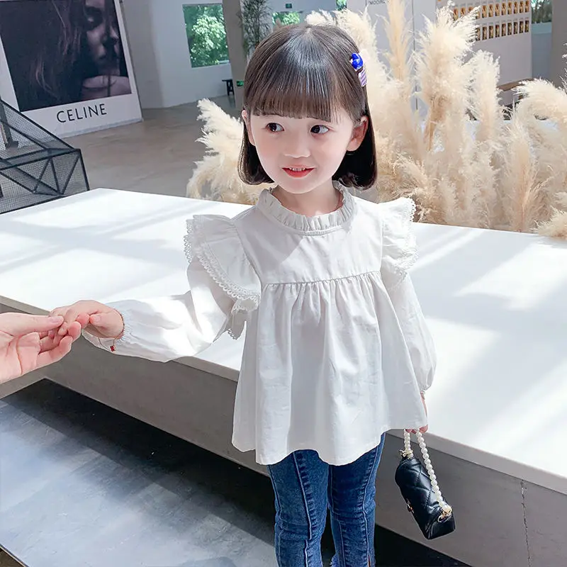 Children's shirt Spring and Autumn long sleeved doll shirt Children's fashionable base Cotton top