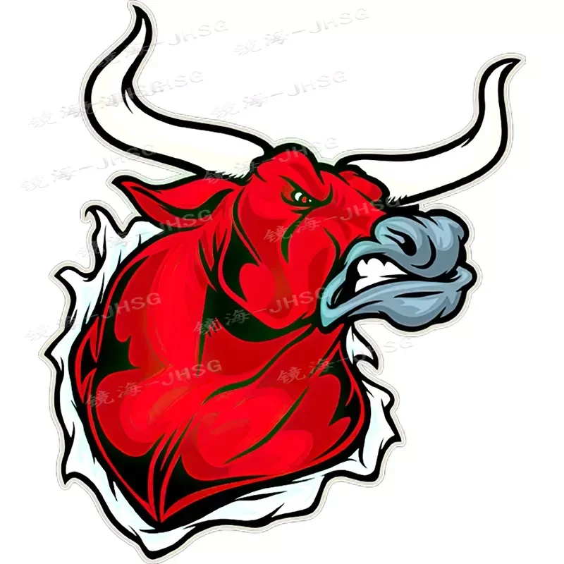 Red Angry Bull, PVC Sticker, Wall Window Carrying Case, Laptop, Mirror, Scooter, Motorcycle, Car Sticker