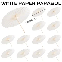 5/12/16PCS Paper Parasol Wedding Paper Umbrella Party Favor 60/80cm White Umbrellas for Bridal Shower Centerpieces Photo Props 1