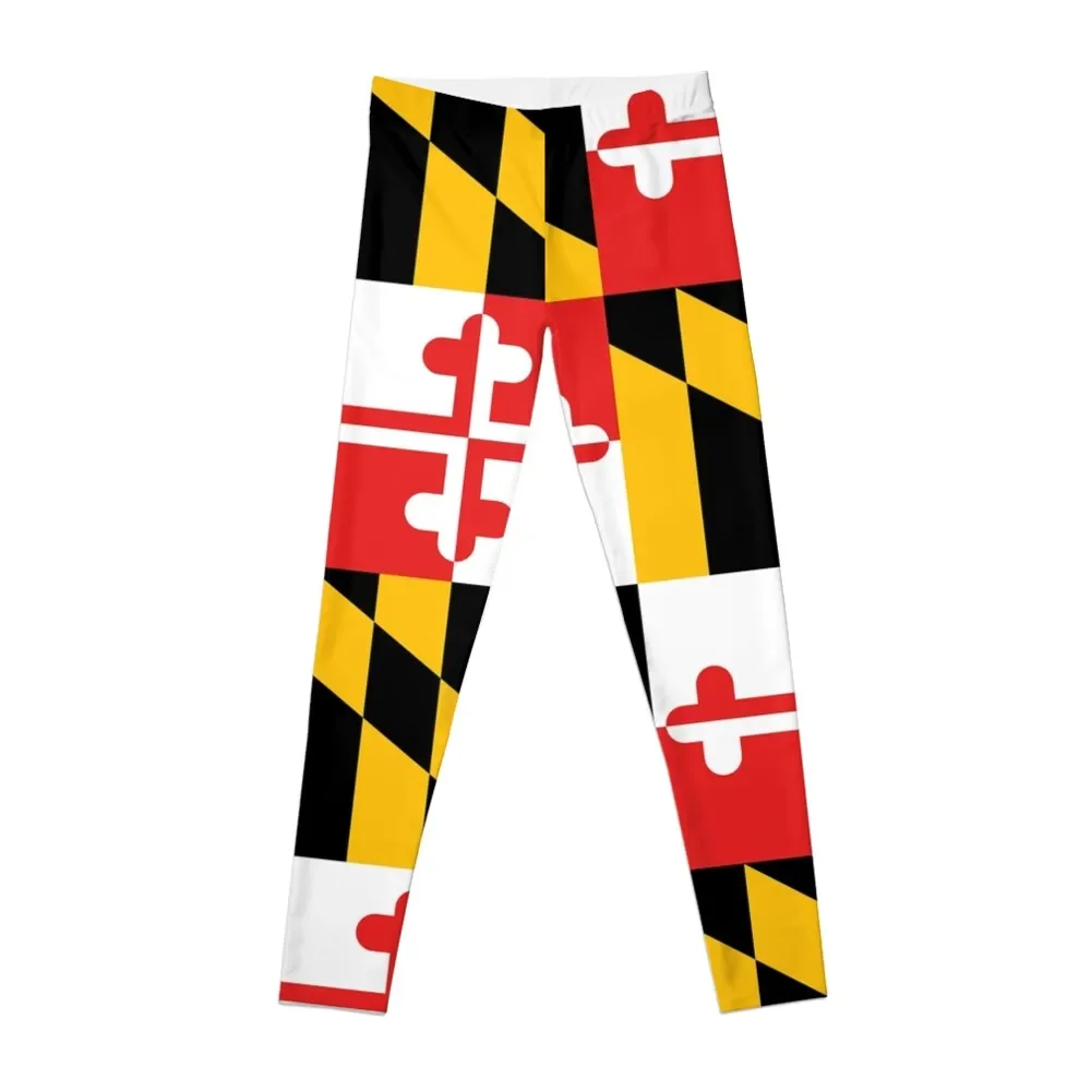 

Maryland State Flag Art Design Banner Leggings Sports pants woman Women's pants sports tennis for workout shorts Womens Leggings