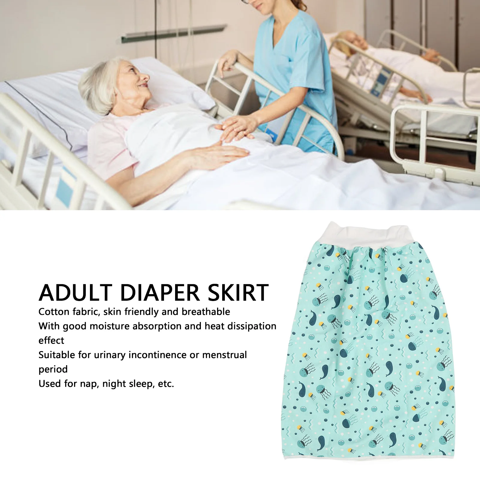Wearable Incontinence Mat Adult Diaper Skirt Wearable Incontinence Mat Washable Cotton Cloth Reusable Diaper Bed Pad 2