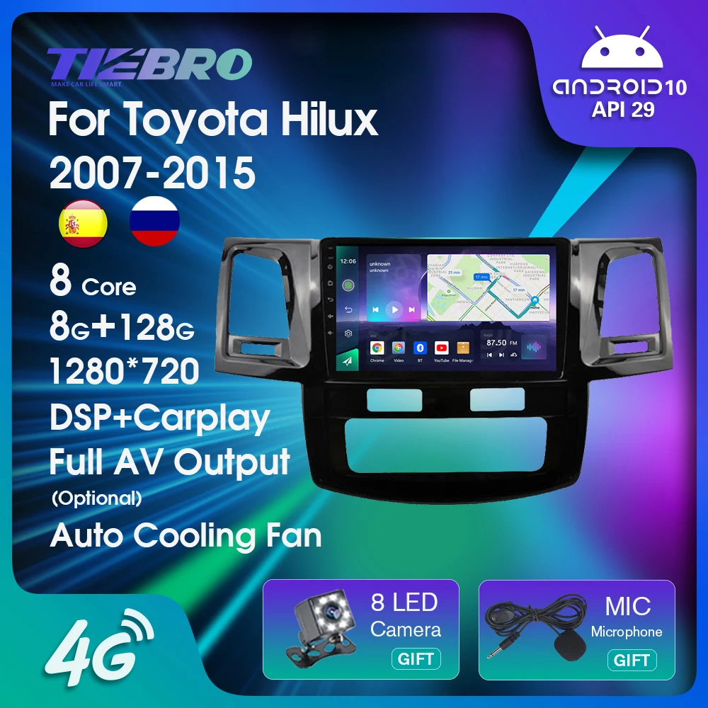 

TIEBRO 2Din Android10 Car Radio For Toyota Fortuner Hilux 2007-2015 8G+128G Car Stereo GPS Navigation Autoradio Bluetooth Player