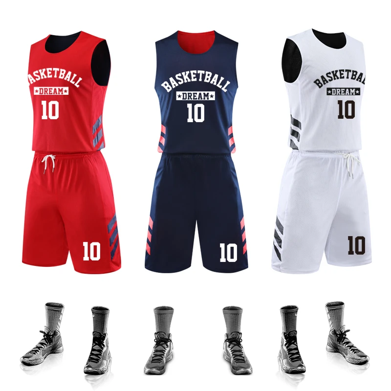 Youth Adults Reversible Basketball Jerseys Breathable Double Side Clothes Shirts For Men's basketball jerseys