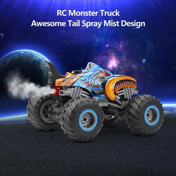 2.4GHz Remote Control Cars Monster Shark RC Car Electric Trucks Stunt Vehicle Sound Light Spray Toys for Boys Kids Children Gift